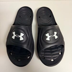 Under Armour Men's Black Slides Sandals Size 9 UA Logo Comfort Sport Recovery